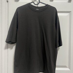 Uniqlo U Airism T Shirt Men’s Black Brown Striped Oversized Tee